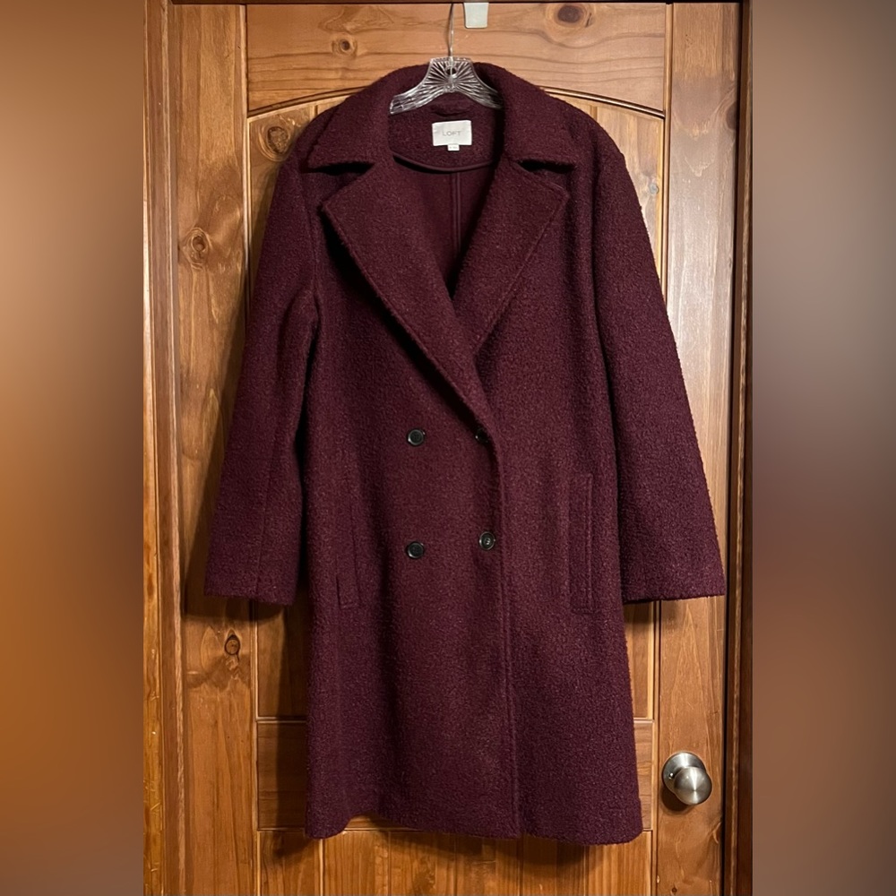 Loft wine colored double breasted coat. Excellent condition! XL
